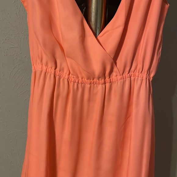 S/P American Eagle peach orange pink sleeveless v-neck lined midi dreas - Picture 11 of 14